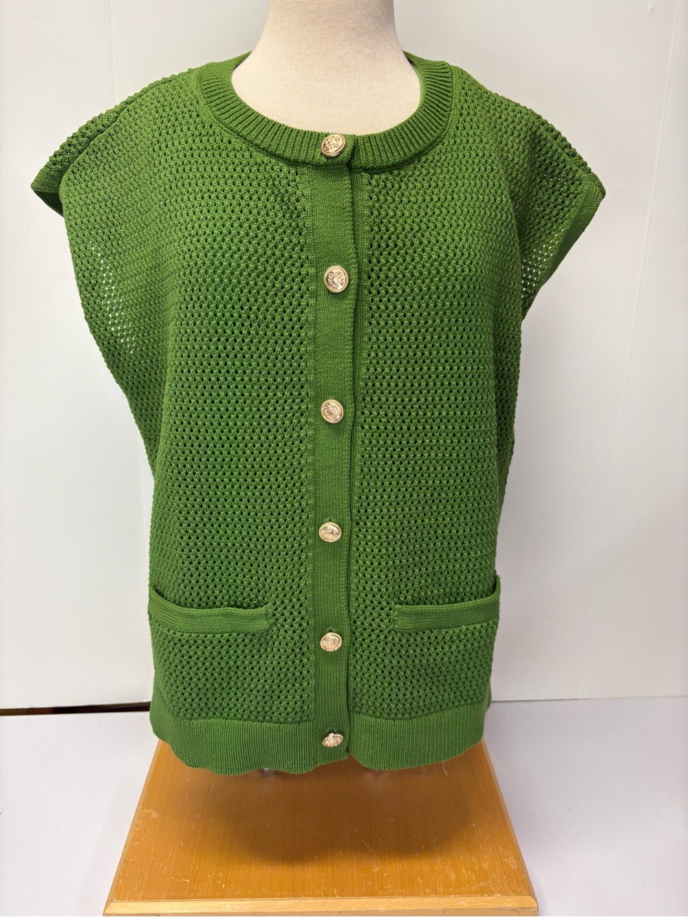 Talbots Size X Mesh Stitch Sweater Shell Tank Set Olive Green Sleeveless